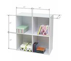 Contemporary White Wood Darrin 4 Open Cube Shelves Bookcase Storage Organizer