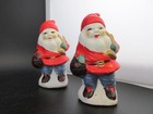 Vintage Ceramic Gnomes Santa Claus Elves Figurines Set Of Two 3 25  Tall