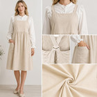 Cotton Linen Apron Cross Back Work Apron For Women With Pockets Pinafore Dress X