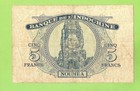 Wwii  New Hebrides   Now Vanuatu  5 Francs Paper Banknote
