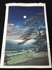 Hasui Kawase Woodblock Print  spring Moon  ninomiya Beach   1932 Shin-hanga