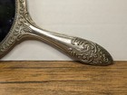 Vintage - 9  Silverplate Vanity Hand Mirror  Raised Floral Repousse Art Nouvea
