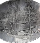 Vintage Wendell August Forge Hammered Aluminum Oval Platter Covered Bridge