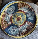 Vintage Needlepoint Round Imari Pillow Front Or Framed Art