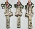 Set Of 14 Vintage Primitive Wood Christmas Angel Wise Men Snowman Santa Ornament