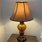Mid Century Modern Style Vintage Amber Glass Table Lamp Hollywood Regency Mcm