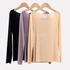 Women Seamless Shapewear Shirts Scoop Neck Long Sleeve Tops Body Shaping Tops