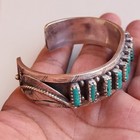 Vintage Navajo Old Pawn Sterling Silver Cuff Bracelet Turquoise Stones