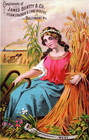 Vintage James Beatty Crackers West Goddess  Train horse  Crop  Wheat  Trade Card