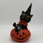 Ashland Halloween Black Cat Pumpkin Figurine Hocus Pocus Retro Table Decor 8 5 