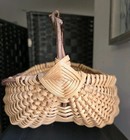 Antique Handmade Woven Egg Gathering Buttocks Basket Marked