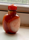 Antique Or Vintage Chinese Agate Stone Snuff Bottle W  Agate Stopper