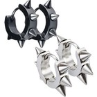 2pair Men Women Stainless Steel Rivets Spike Huggie Hoop Punk Earrings Us Fast