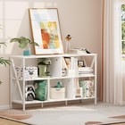 Horizontal Bookshelf industrial Modern 5 Cube Low Wide Cubby Bookcase long Wo   