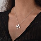 Pave Bubble M Initial Necklace Silver Dainty Balloon Letter Necklaces Alphabe   