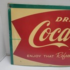 Vtg Drink Coca Cola Fishtail Tin Sign 9 5 x19 5  Enjoy That Refreshing New Taste