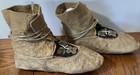 Antique Native American Leather Used Worn Beaded Moccasins
