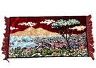 Vintage Rayon Mid   century Italian Tourist Tapestry Gulf Of Naples W fringe