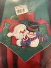 Christmas Bucilla Felt Applique Santa   Snowman Table Top Decoration 1997  new 