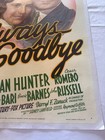 1938 Always Goodbye Original 27x41    Movie Poster Barbara Stanwyck Linen Backed
