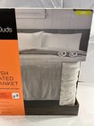 Cuddl Duds Plush Heated Blanket  King W 2 Remotes  Light Gray  Nib