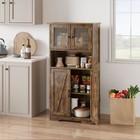 Freestanding Storage Cabinet With Glass Doors   Adjustable Shelves  Cabinet