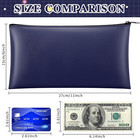 3 Pcs Money Bags With Zipper     11x6  Pu Leather Cash Deposit Pouch  Navy Blue