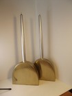 Vintage Brass Candlesticks Holders Art Deco Style Half Round Bookends Candle