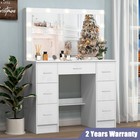 11 Led Lights With 3 Colours Mirror Dresser Table Makeup Desk 7drawer Vanity Set