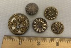Antique Victorian Twinkle Button Lot 5p Mixed Brass Overlay Cut Steel 1 25 
