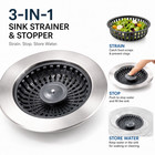 2 Pack Kitchen Sink Strainer Stopper 3 In 1 Stainless Steel Anti Clog Basket