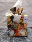 Cats  Flowers   Butterflies On Cotton Fabric  Handmade  Square Tissue Box Cover