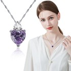 Women 925 Sterling Silver Love Heart Pendant Necklace 18  Chain Gift Box Present