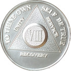 8 Year  999 Fine Silver Aa Alcoholics Anonymous Medallion Chip Coin Viii Eight