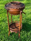 1800 s Victorian Woven Wicker rattan Sewing Basket Stand Piece 28  X 15 5  Rare 