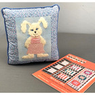 Tooth Fairy Pillow Plush Embroidered Bunny Rabbit Blue White Easter   Pattern