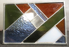 Vintage Colorful Geometric Modern Stained Glass Sun Catcher Panel 9 5 X 6 5