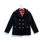 Baby Phat Classic Black Pea Coat With Gold Accents