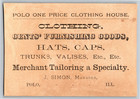Exaggerated Victorian Trade Card Polo One Price Clothing House Hats - Chicago 