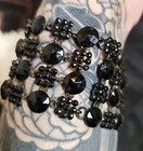 Antique Vauxhall Glass Bracelet Rare Victorian Georgian 4 Row Jet Black Mourning