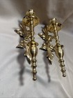 12 3 8  Brass Candle Sconces Torch Style  Brass For Taper Candles Set Of 2 Vtg