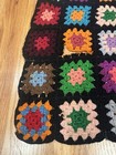 Crochet Granny Square Black Multicolor Afghan Roseanne Throw Blanket 58  X 42   