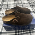 Birkenstock Boston Clog Suede Soft Footbed Slippers In Mocha Select Size New
