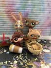 Authentic Hasbro Littlest Pet Shop All Brown Lot Of 4 Pets And 6 Accessories