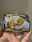 Western Buckle Gold Black Silver Rooster Cowboy 2  buckle Hebilla Vaquero Gallo