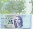 Pakistan Set 2 Pcs 75 Rupees 2022 2023 P 56 57 Green Blue Commemorative Unc