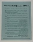 Vintage 1981 Nathalie Krassovska Ballet Jeunesse Of Dallas Program Mcfarlin Hall