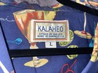 Vintage Kalaheo Hawaiian Shirt L Tropical Drinks Mai Tai Chichi Blue Lagoon
