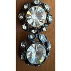 Vintage Rhinestone Buttons Round Cluster Pair Jewelry Supply Upcycle Findings
