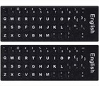 2pcs Large Print English Keyboard Replacement Stickers - Bold White On Black